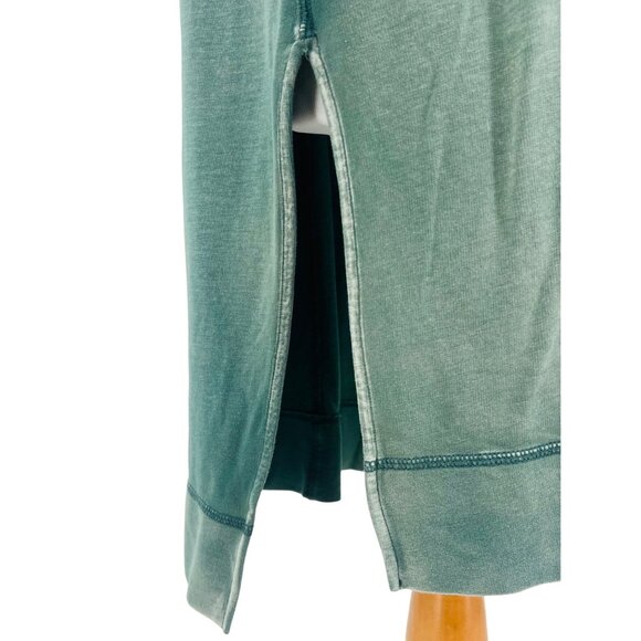 RARE Free People Green Casual Boho Oversized Plunging V-Neck Hooded Tunic Top - Picture 9 of 16